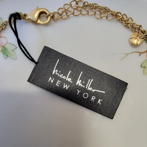 NICOLE MILLER Goldtone Jeweled Choker. NWT* - Picture 3 of 5